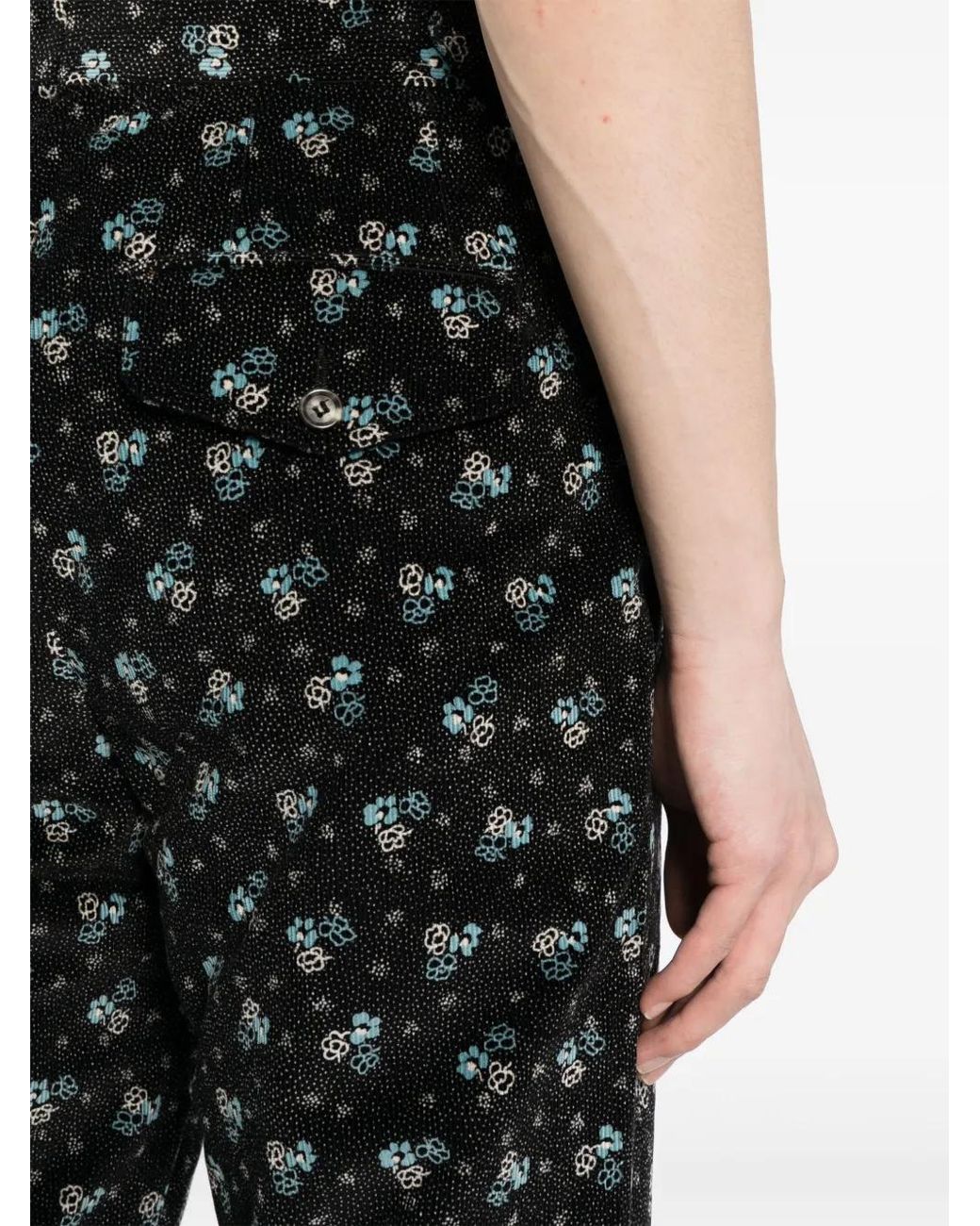Bode Black Chicory Floral Corduroy Trousers for men