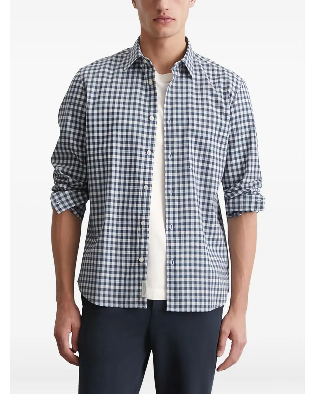 Marc O' Polo Blue Check-Pattern Button-Up Shirt for men