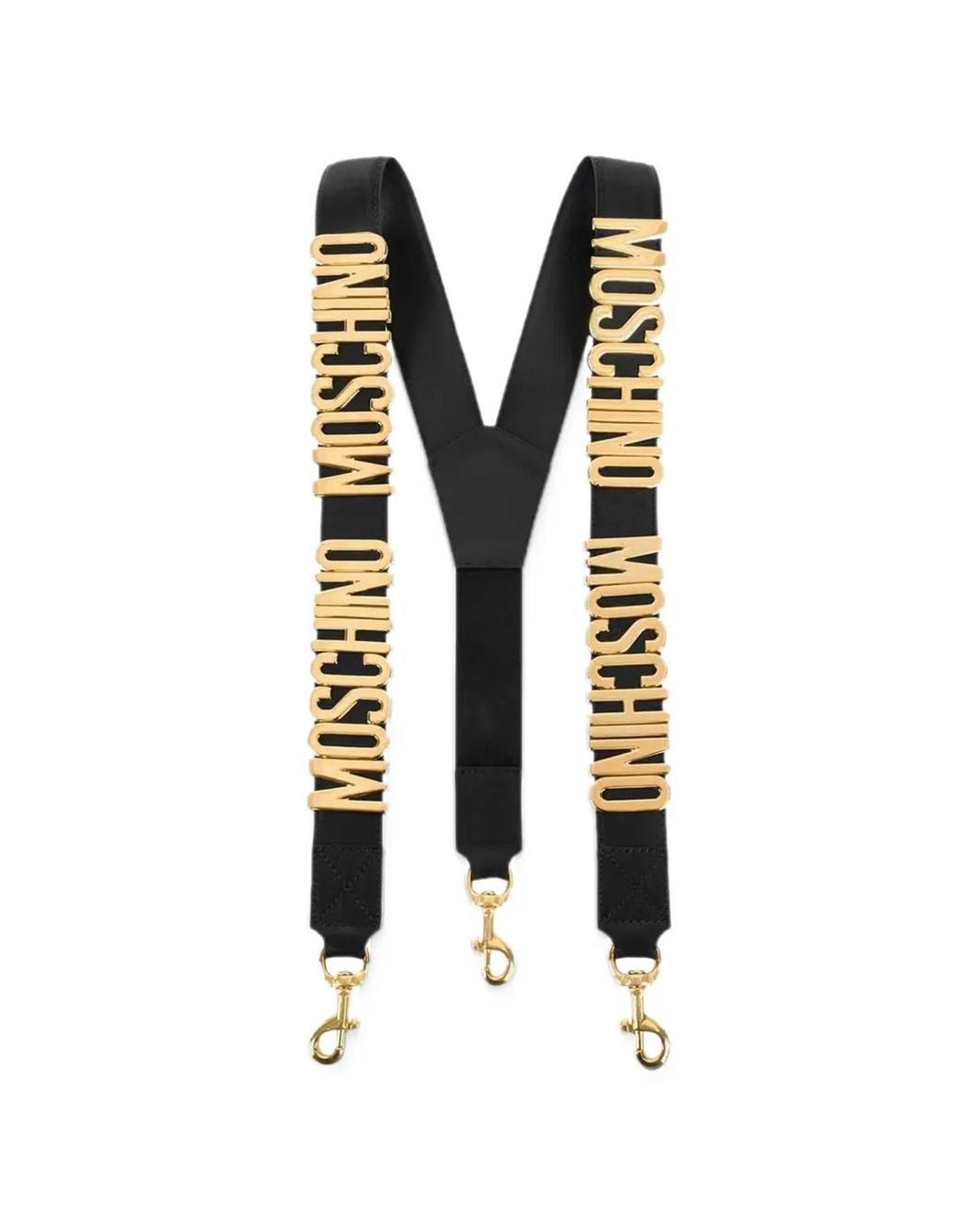 Moschino White Logo-Lettering Leather Braces