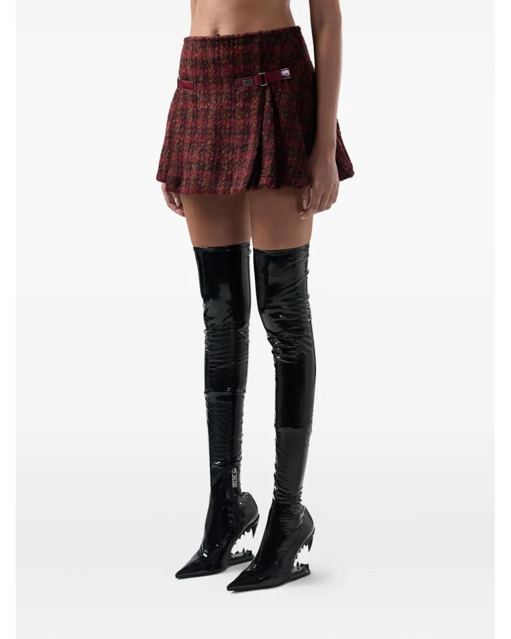 Gcds Red Buckle Check Skirt