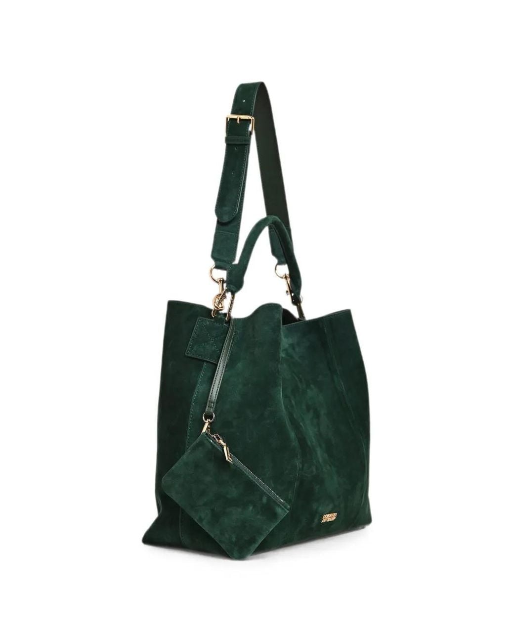 Essentiel Antwerp Green Kroon Suede Shoulder Bag
