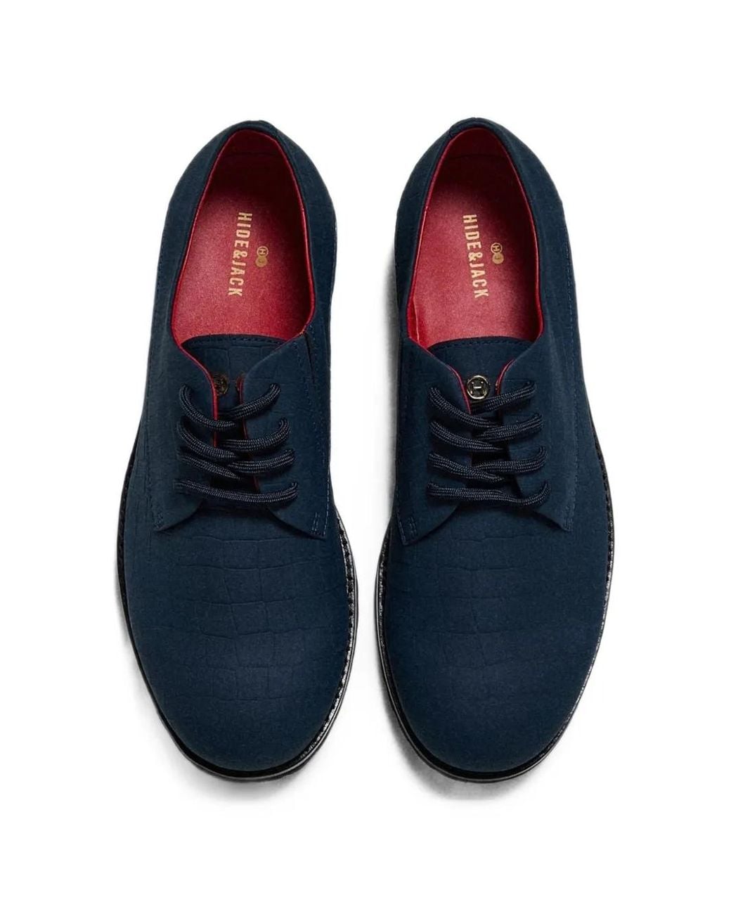 HIDE & JACK Blue Spencer Croc-Effect Derby Shoes