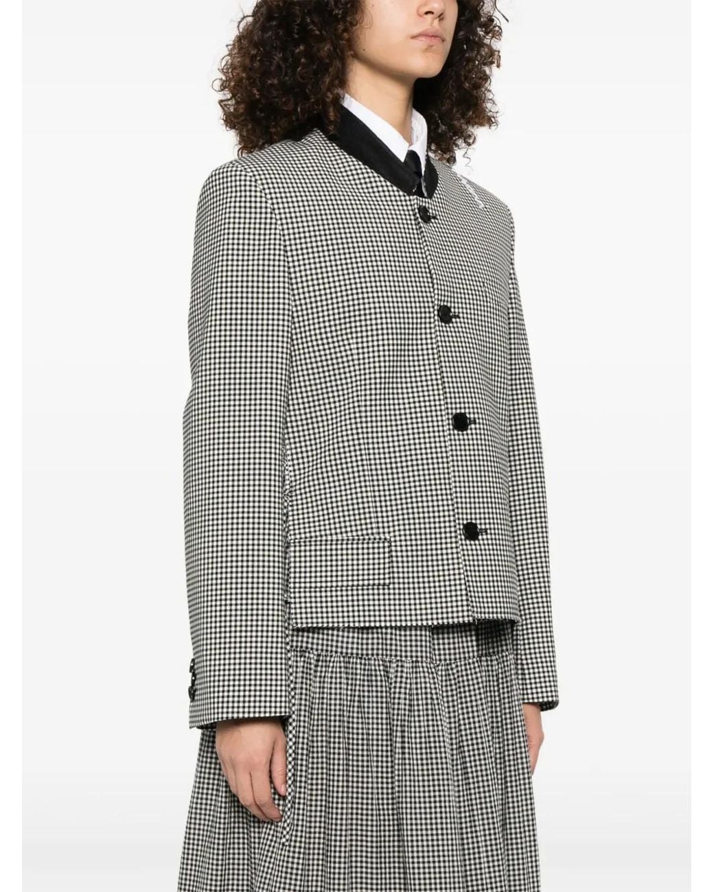 Marni Gray Gingham-Pattern Jacket