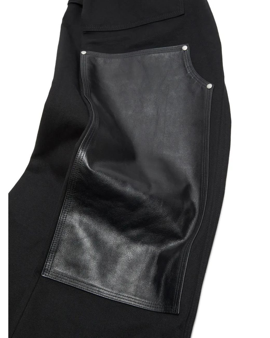 Acne Black Leather-Patch Trousers