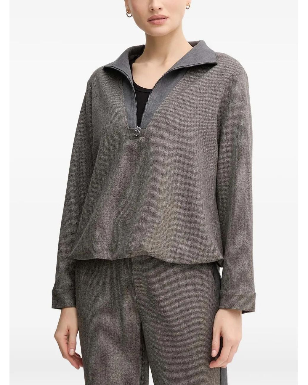 Mos Mosh Gray Mmsoleia Sisse Zip-Collar Blouse