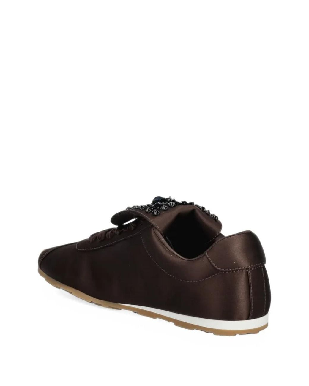 Jeffrey Campbell Brown Shelter Bead-Embellished Satin Sneakers