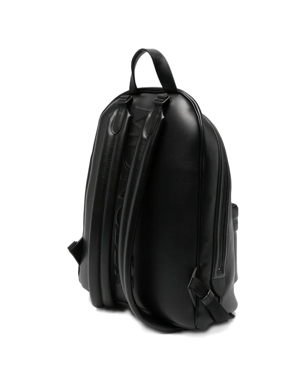 Moncler Black Logo-Patch Leather Backpack
