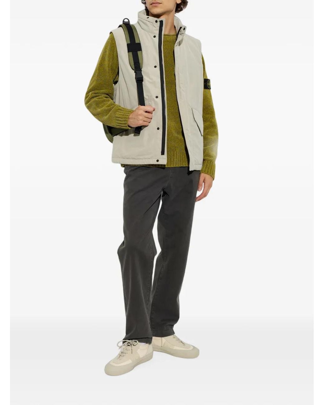 Stone Island White Sports Shoes With A Logo Patch for men