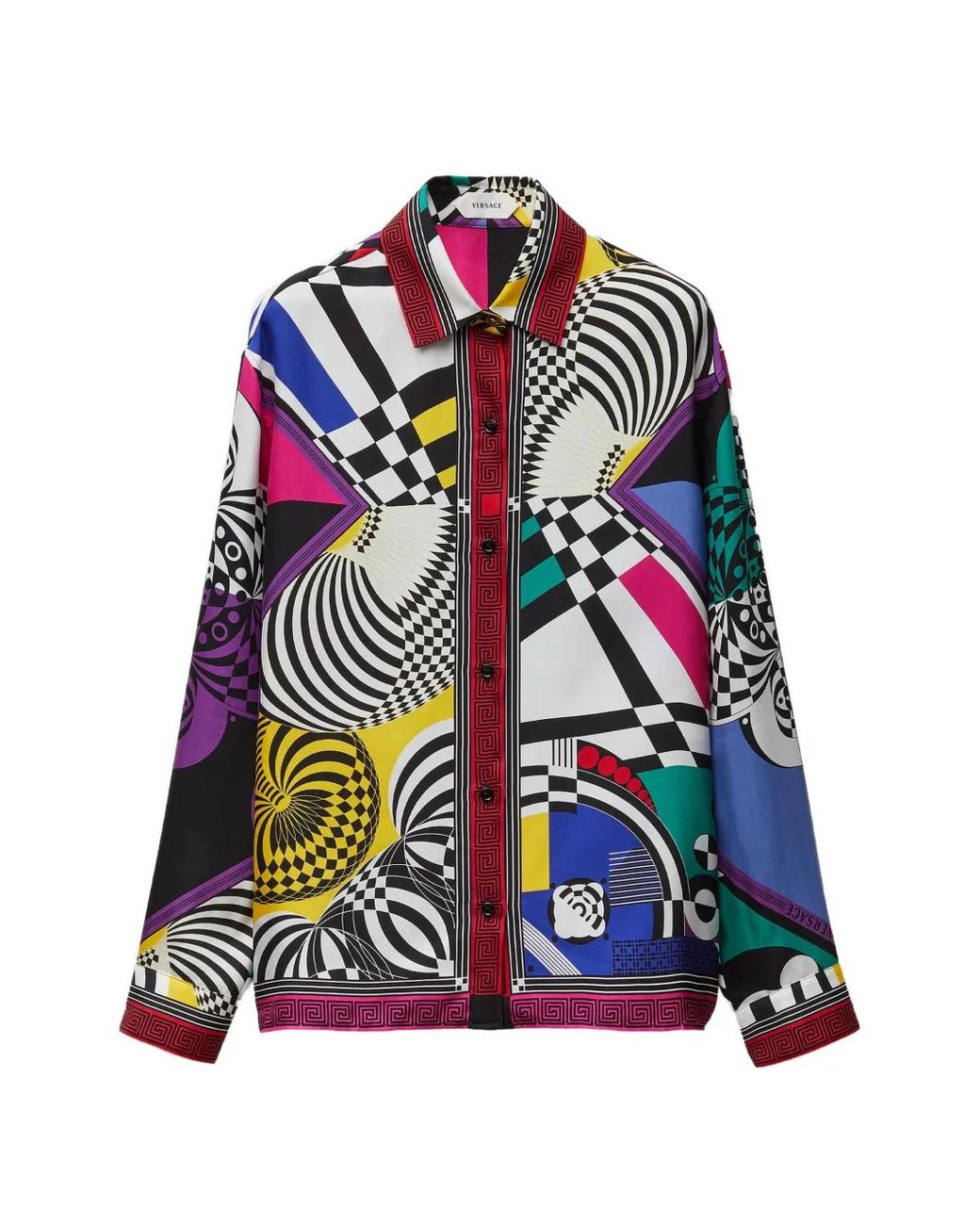 Versace White Printed Silk Twill Shirt