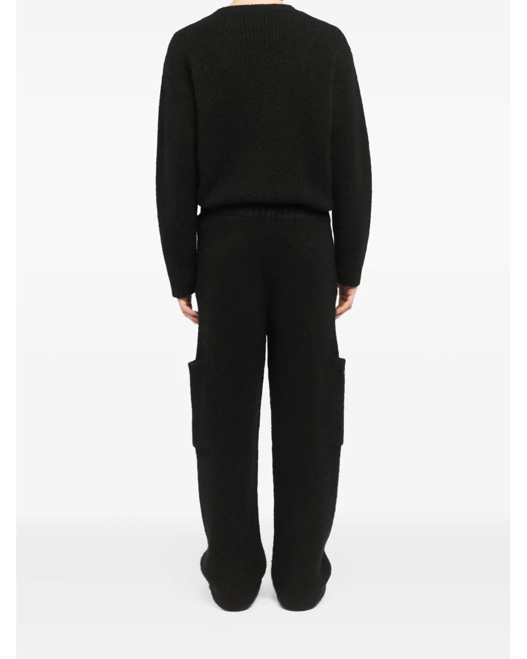 Alanui Black Drawstring Knitted Trousers for men