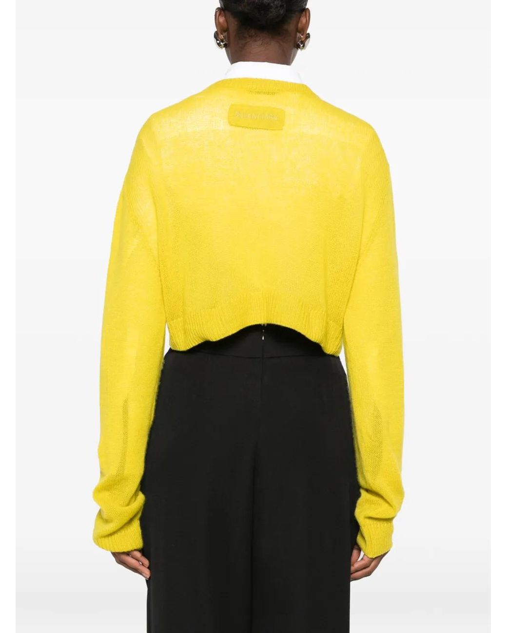 Balenciaga Yellow Cropped Crewneck