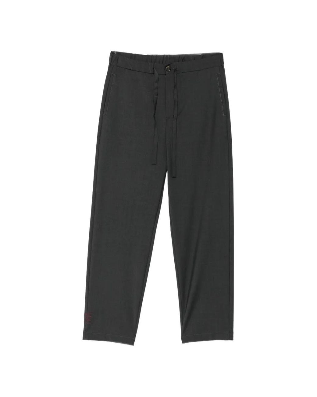 Amaranto Gray Drawstring-Waist Straight-Leg Trousers for men