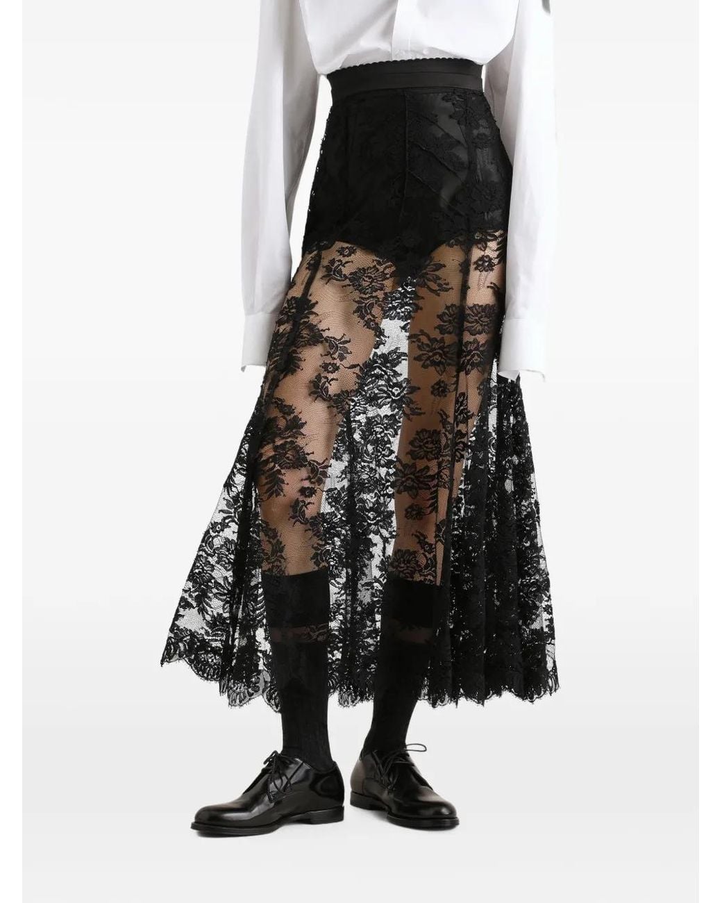 Dolce & Gabbana Black Chantilly Lace Skirt