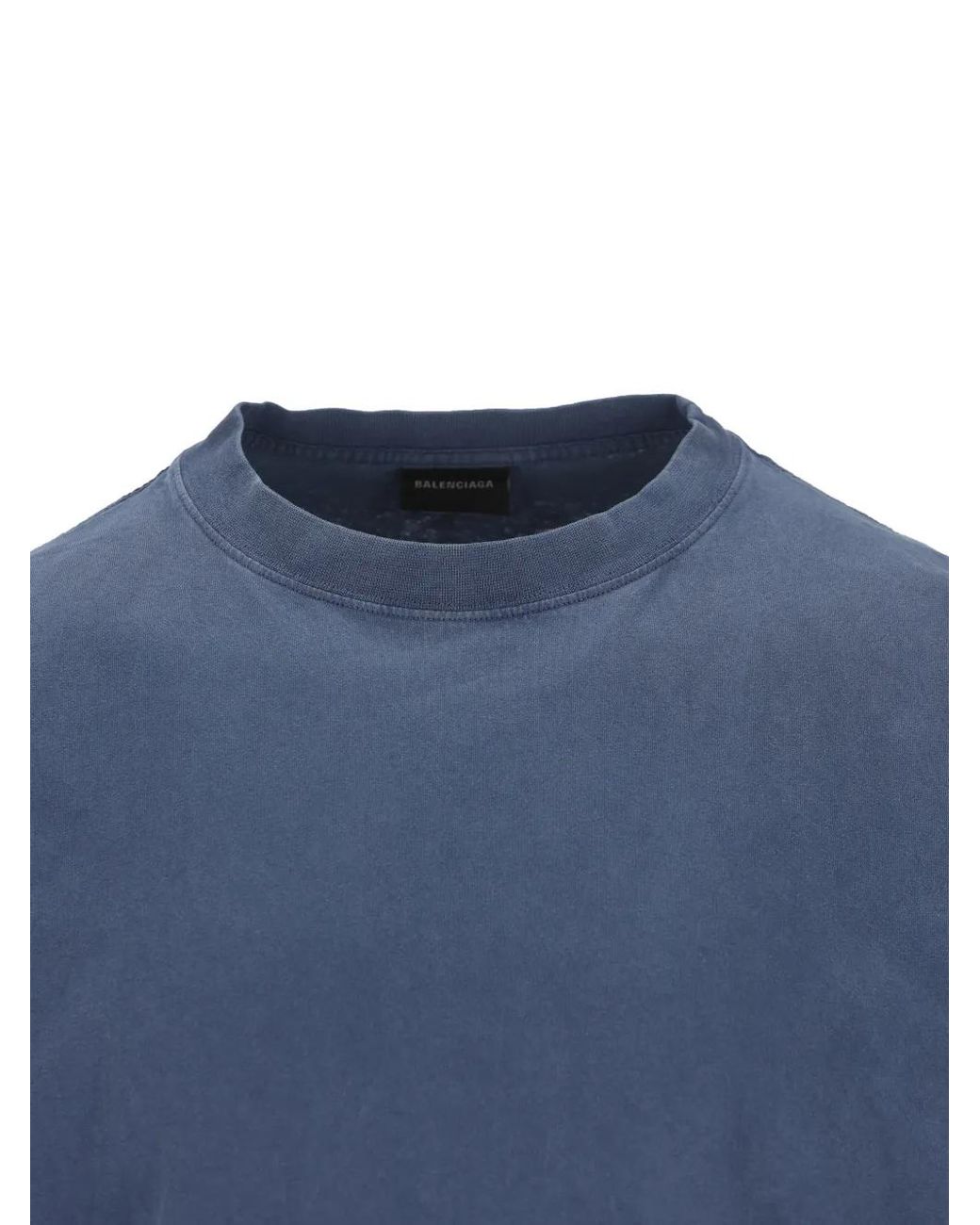 Balenciaga Blue Logo-Embroidery T-Shirt for men