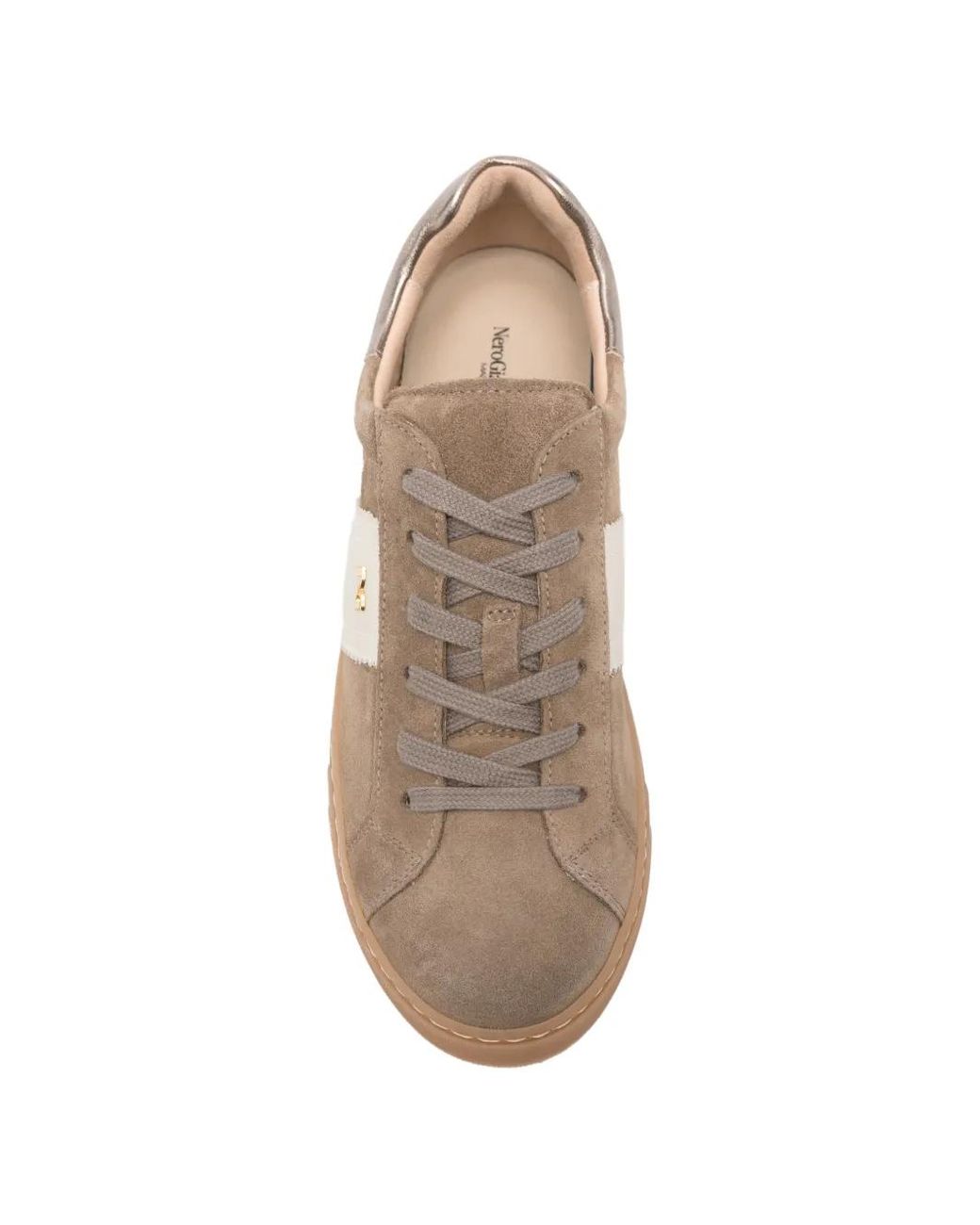Nero Giardini Natural Suede Stripe-Detail Sneakers