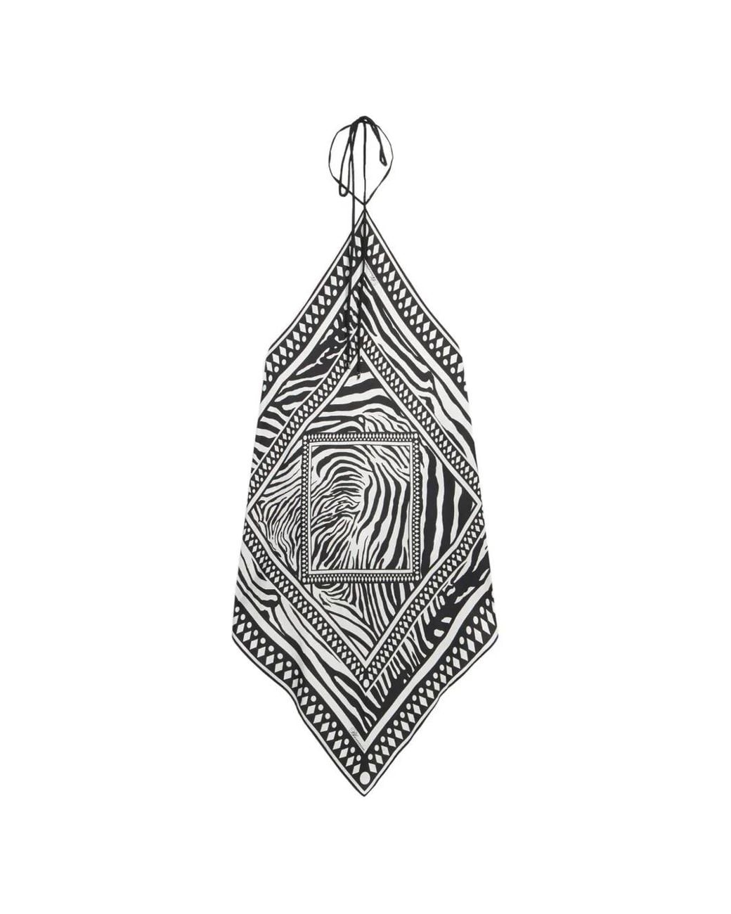 Blumarine White Zebra Foulard Print Top