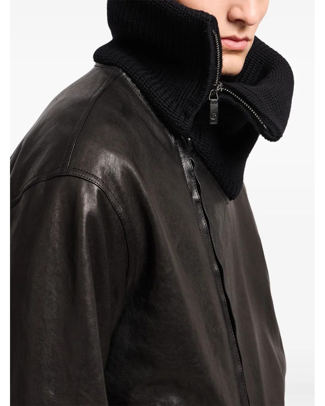 Giorgio Armani Black Leather Jacket for men