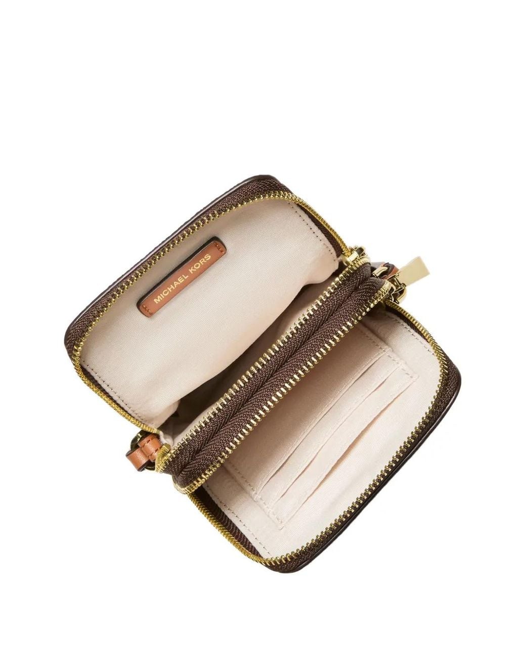 Michael Kors Brown Jet Set Small Pebbled Leather Smartphone Crossbody Bag