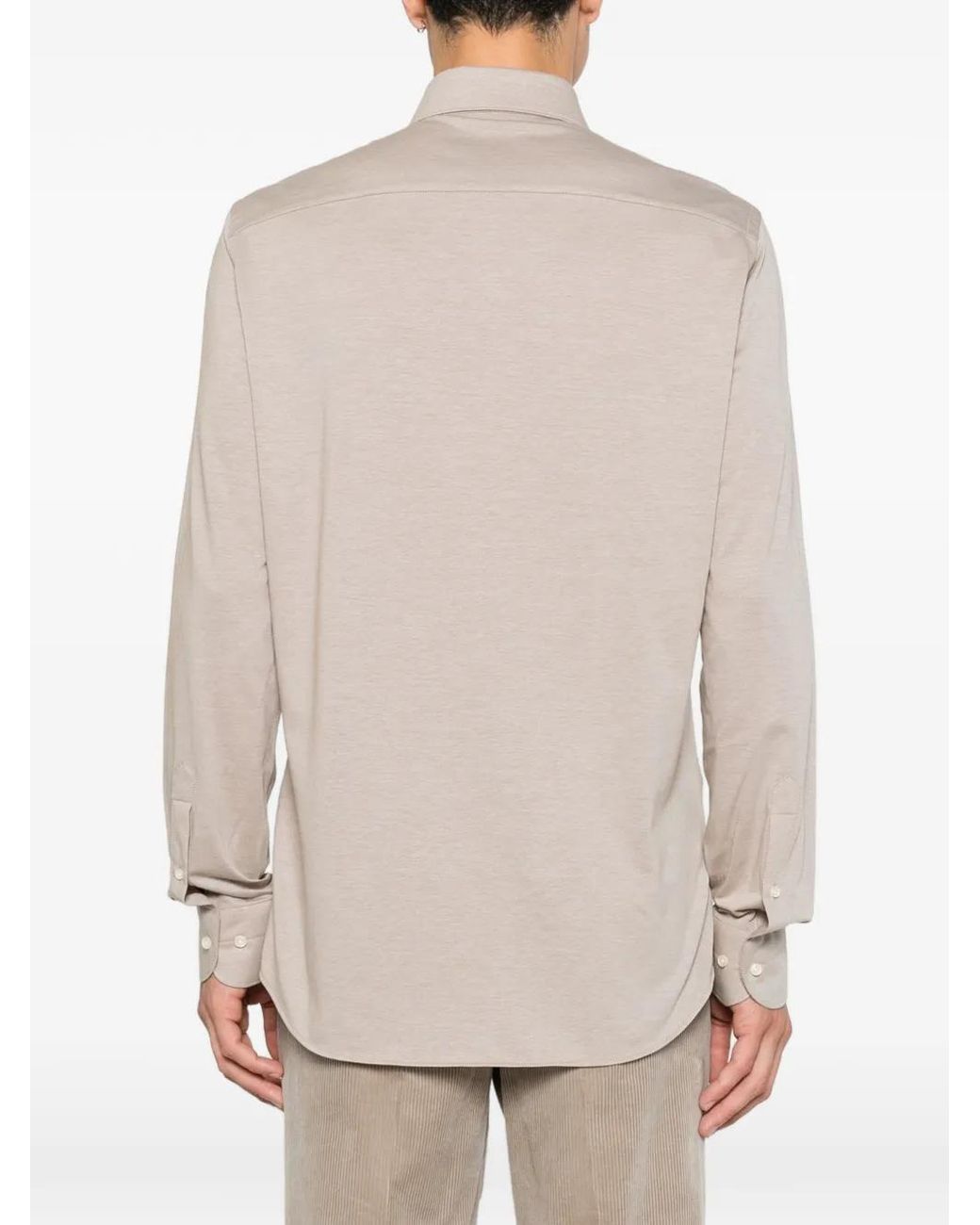 Profuomo White Diagonal-Stripe Spread-Collar Shirt for men