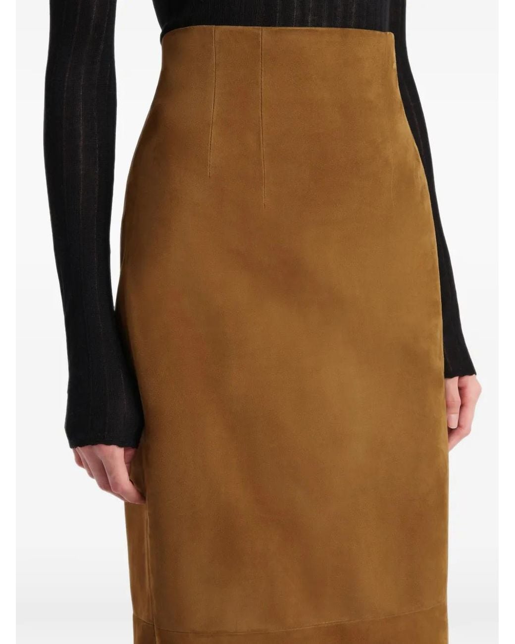 Khaite Natural Suede Maxi Skirt