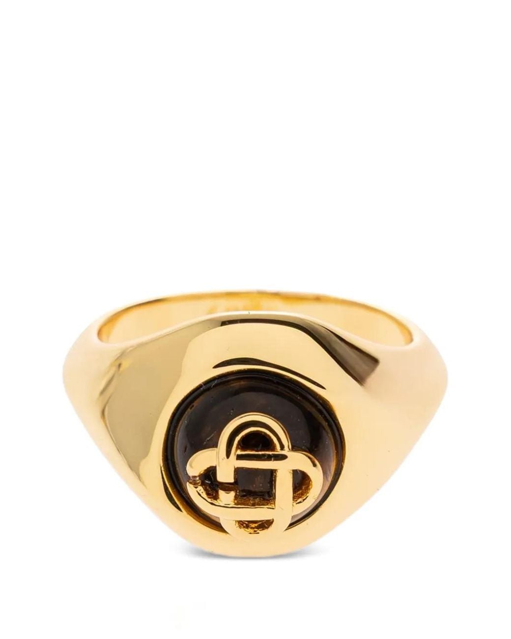Casablanca Metallic Bague Ornée De Pierres À Plaque Logo