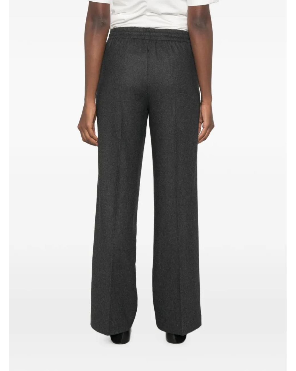 Ottod'Ame Gray Drawstring-Waist Pressed-Crease Trousers