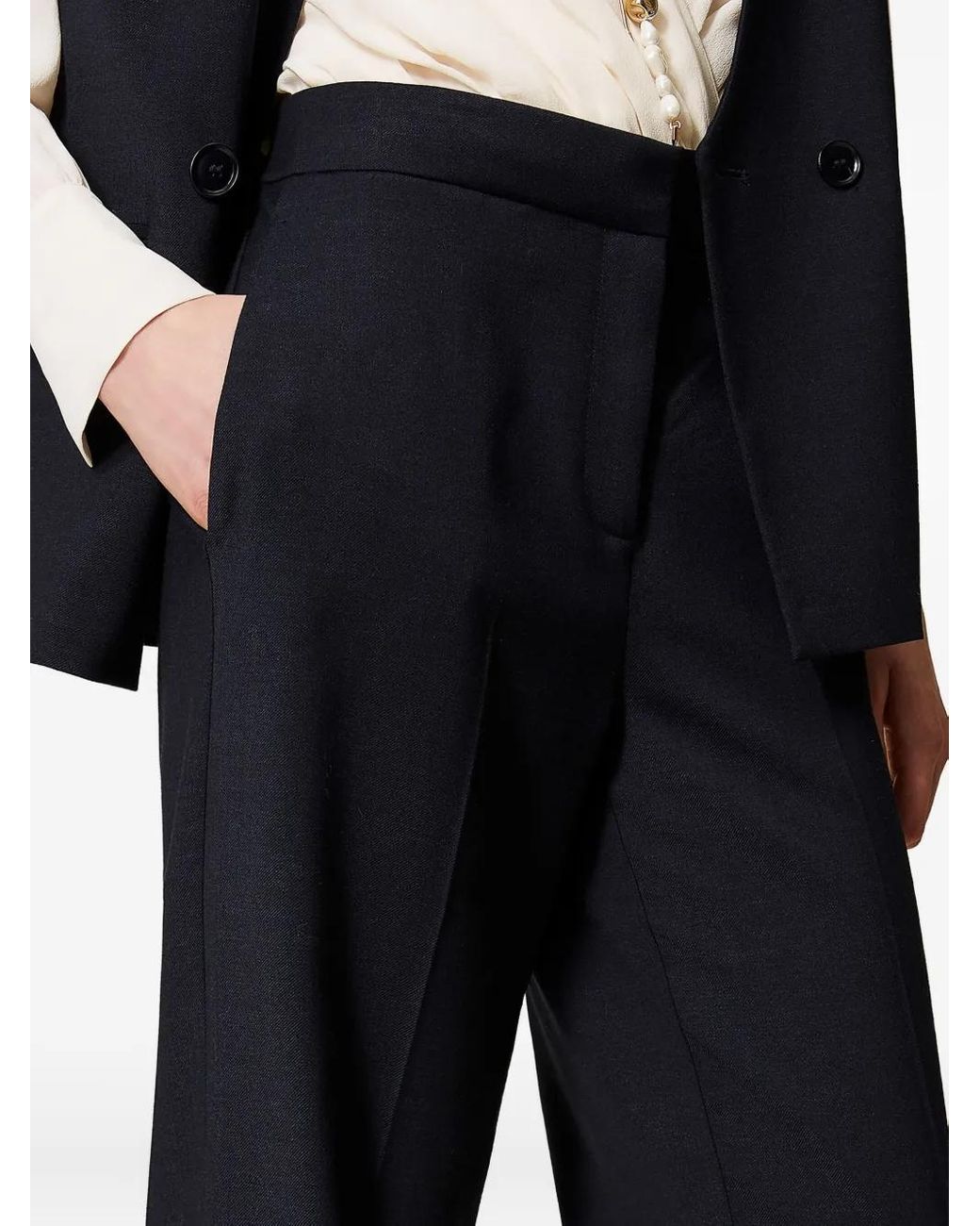 Twinset Blue Wide-Leg Side-Pocket Trousers