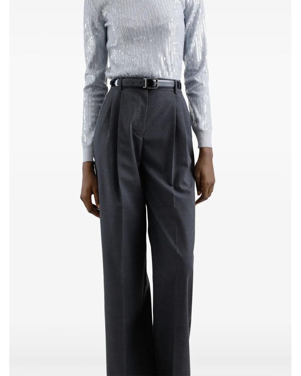 Dolce & Gabbana Blue Pressed Crease Straight-Leg Trousers