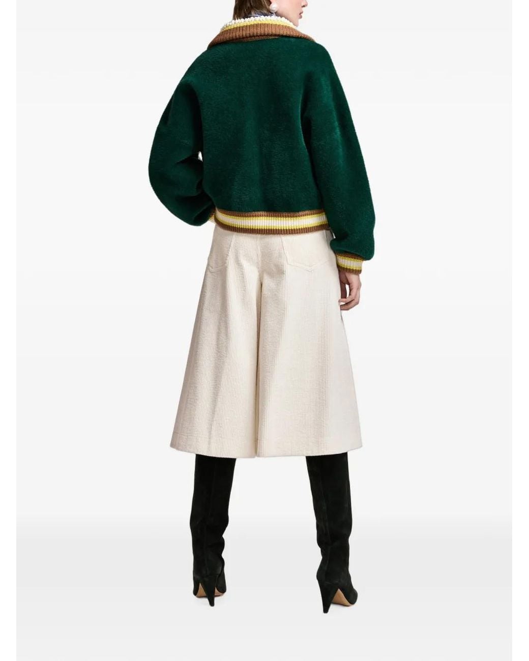 Essentiel Antwerp White Corduroy Flared Shorts