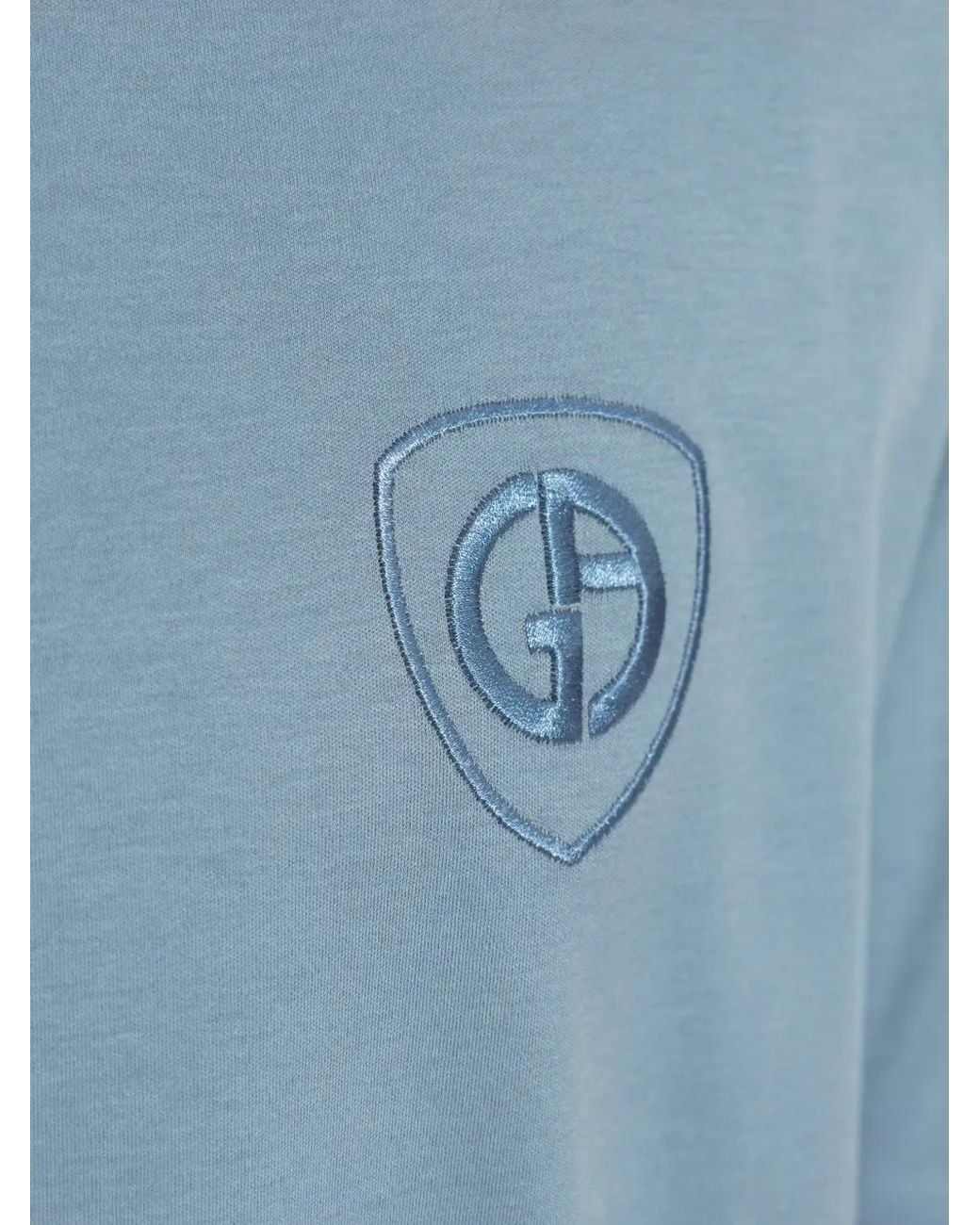 Giorgio Armani Blue Organic Cotton Interlock Crew-Neck T-Shirt for men