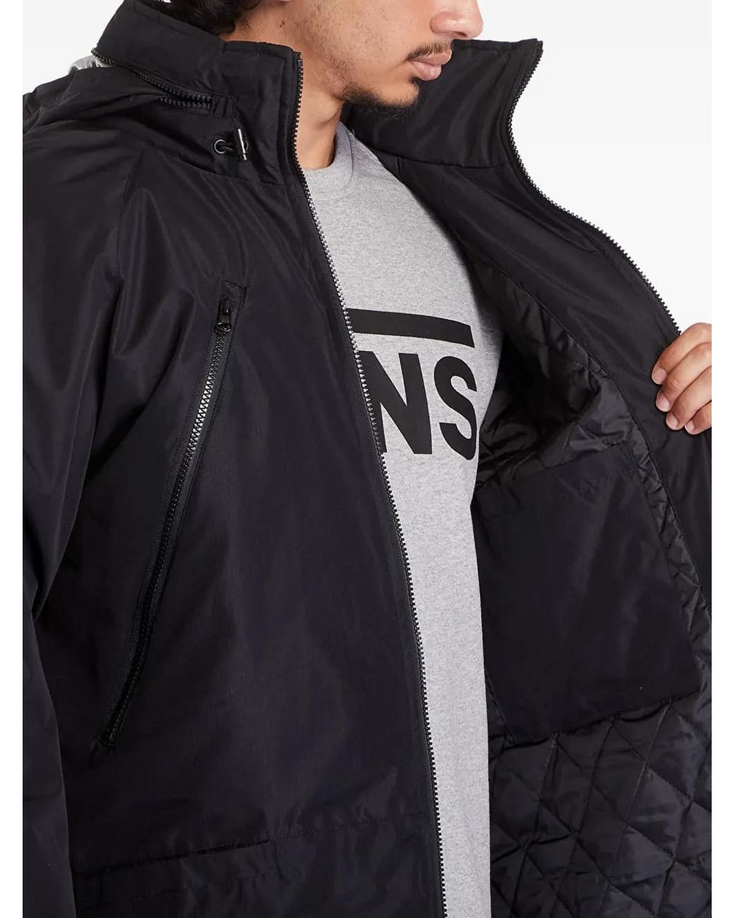 Urban Classics Blue Zip-Pocket Hooded Coat for men