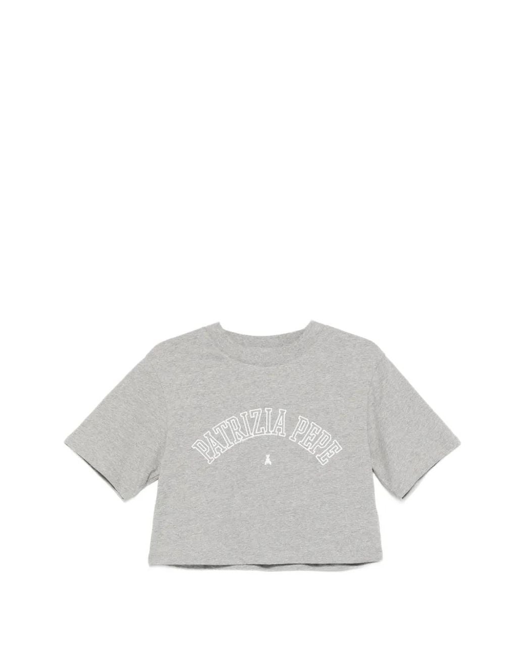 Patrizia Pepe Gray Logo Cropped T-Shirt