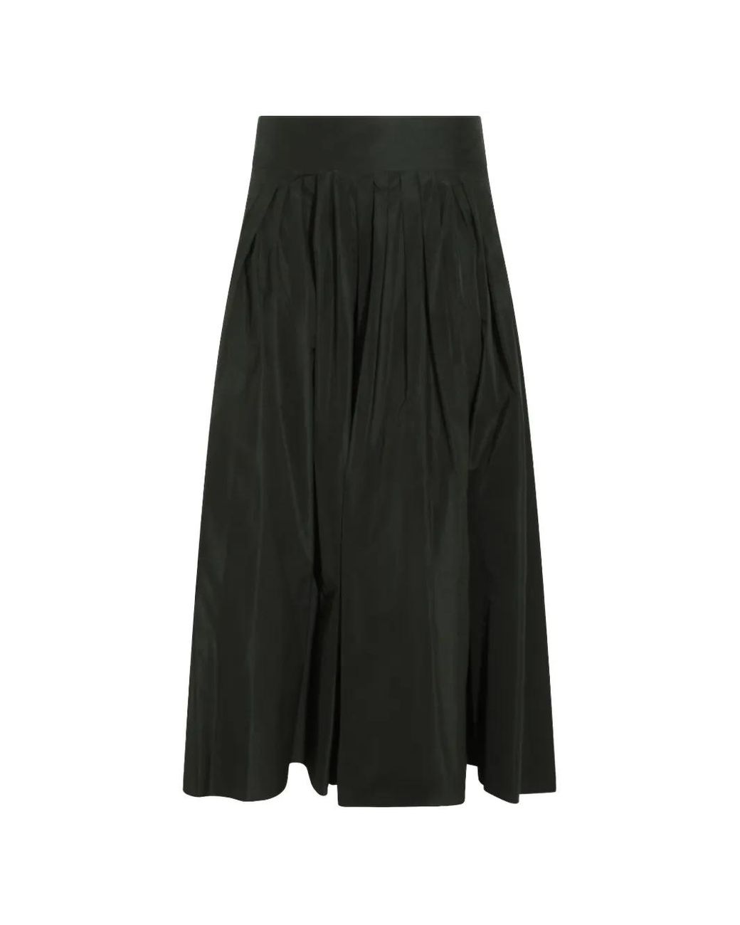 Max Mara Black Pleated A-Line Skirt