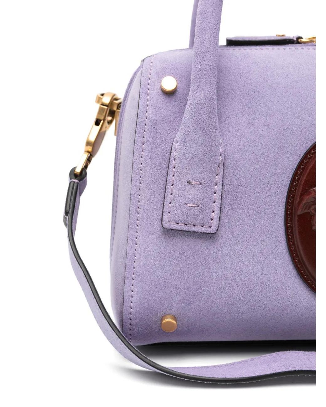 Versace Purple Petit Sac Boston Roomy En Daim