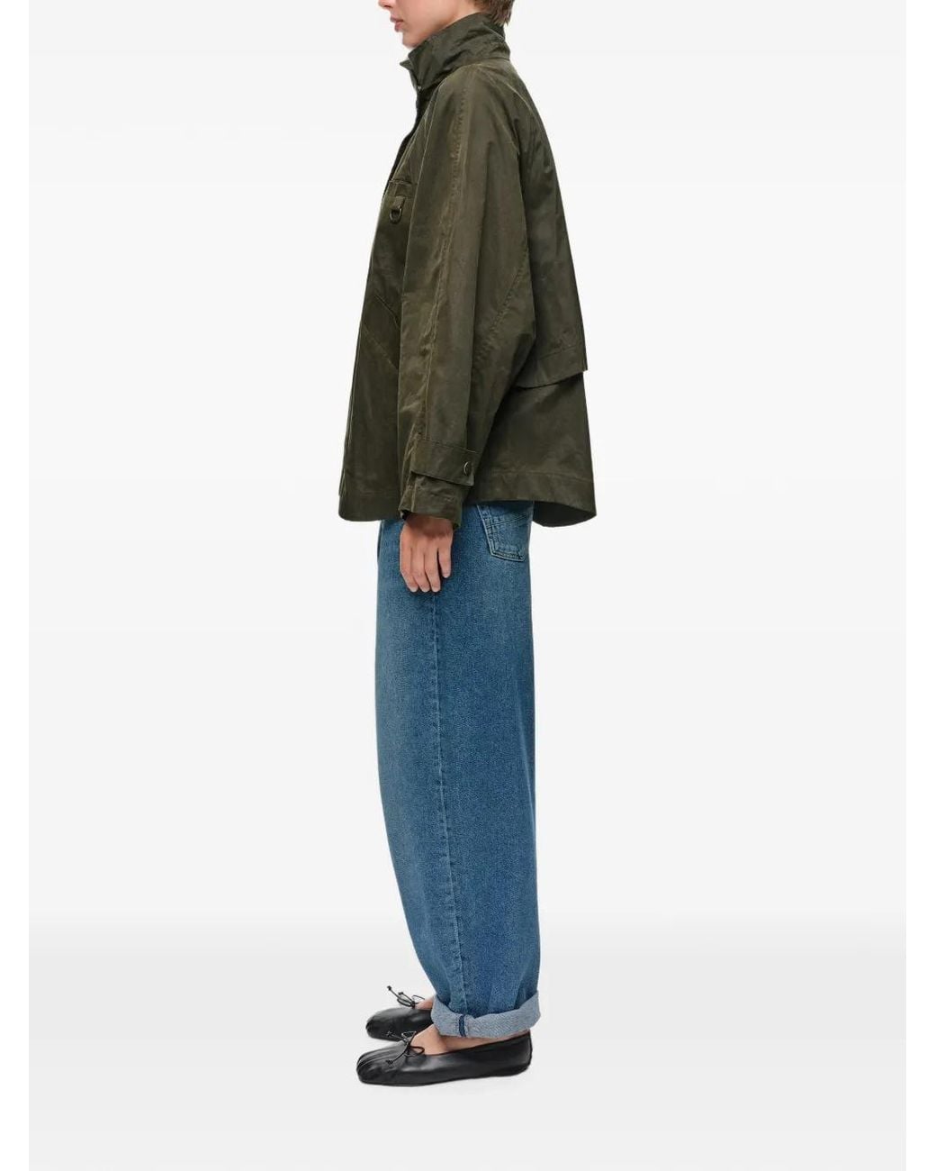 Bimba Y Lola Green Khaki Coated A-Line Trench Jacket