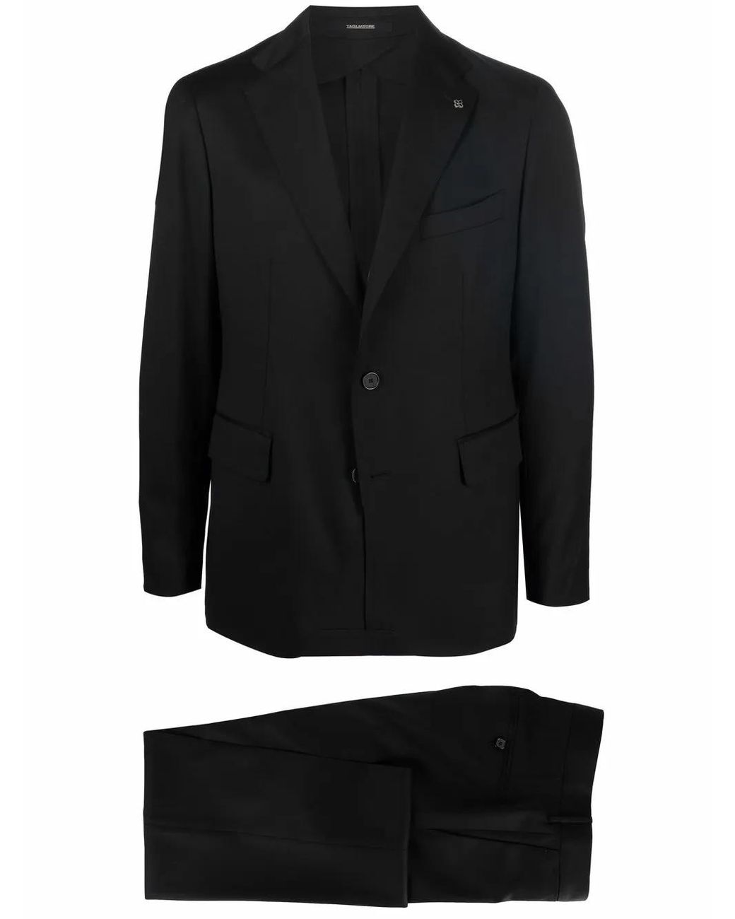 Tagliatore Black Single-Breasted Virgin Wool Suit for men