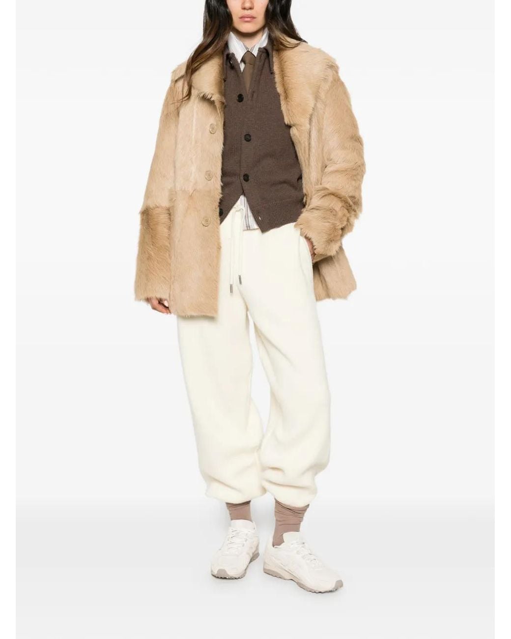AMI Natural Notch-Lapel Coat