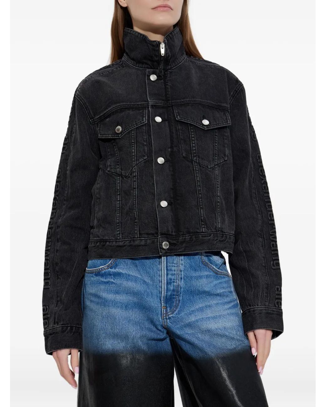Alexander Wang Black Zip-Up Denim Jacket