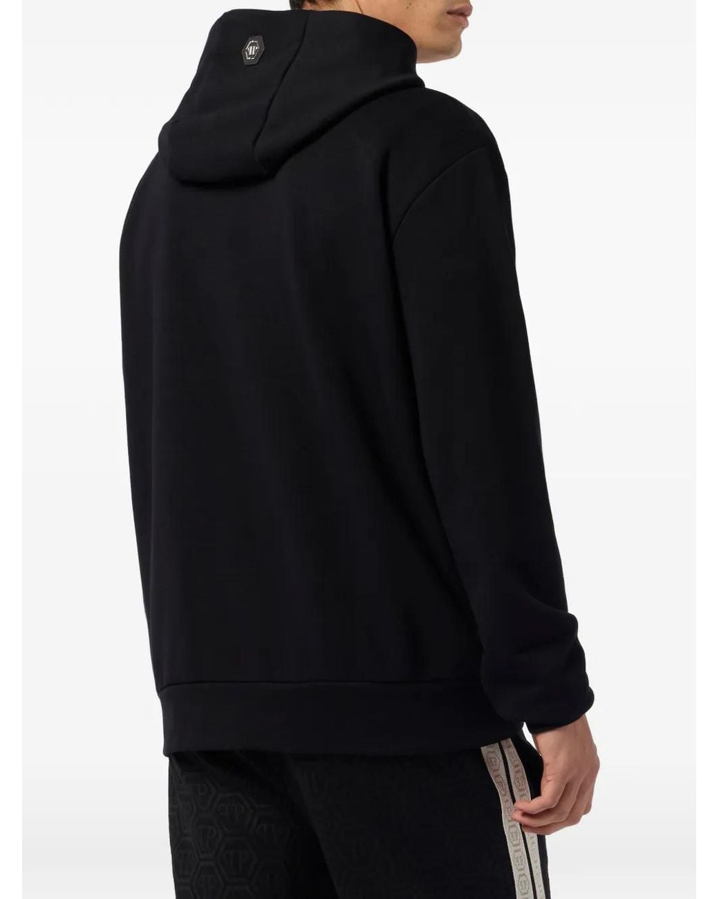 Philipp Plein Black Gothic-Skull Hoodie for men