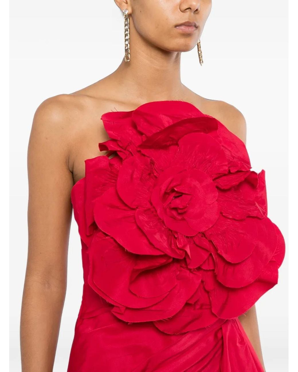 Pamella Roland Red Robe Longue Taffeta