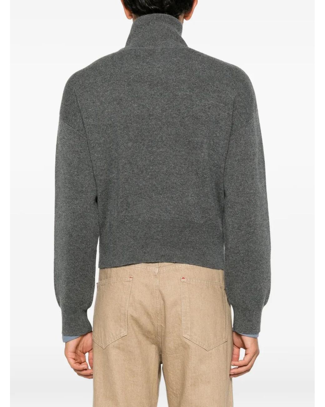 Extreme Cashmere Gray Zip-Up Knitted Sweater