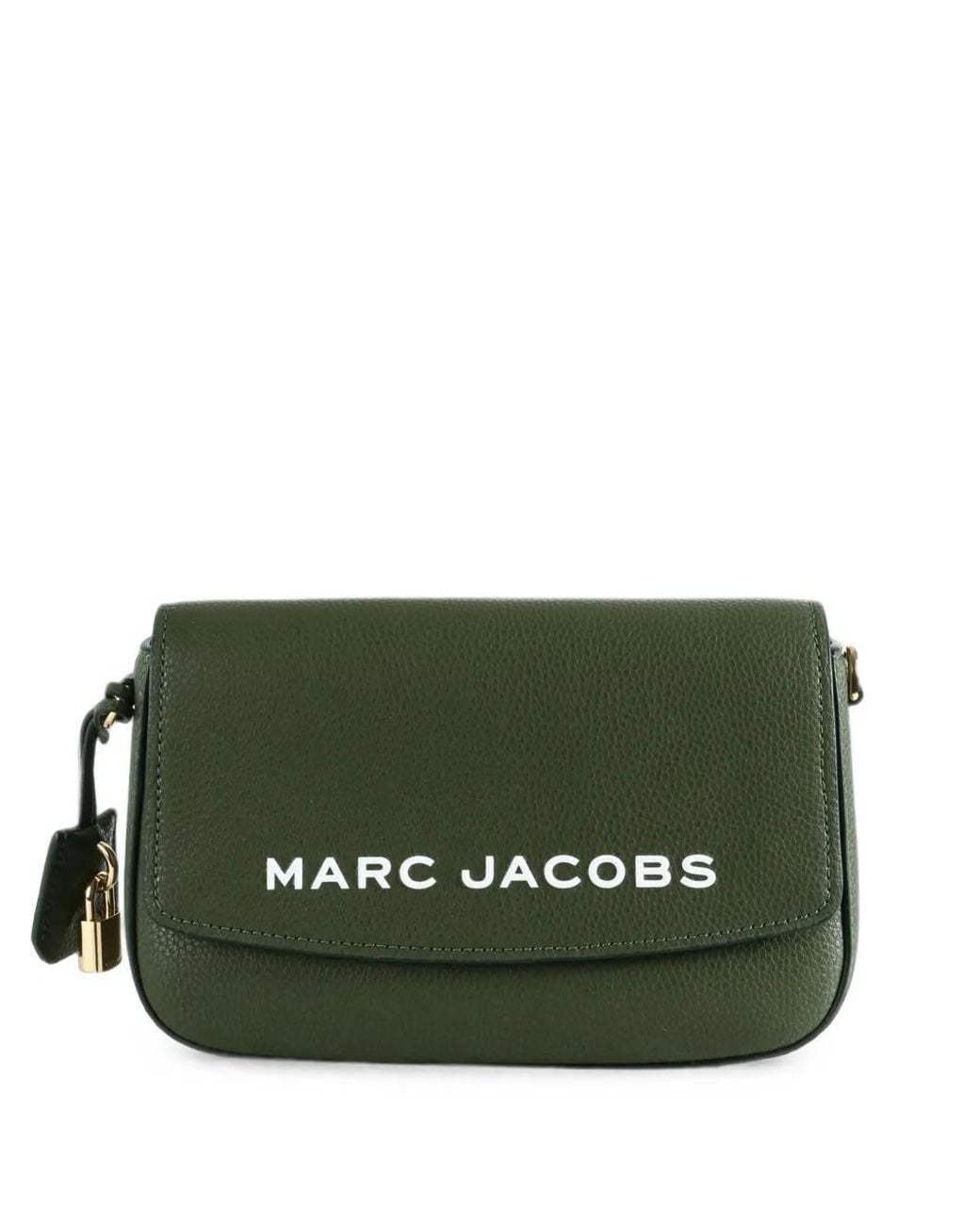 Marc Jacobs Green Logo-Print Pebbled-Leather Clutch Bag
