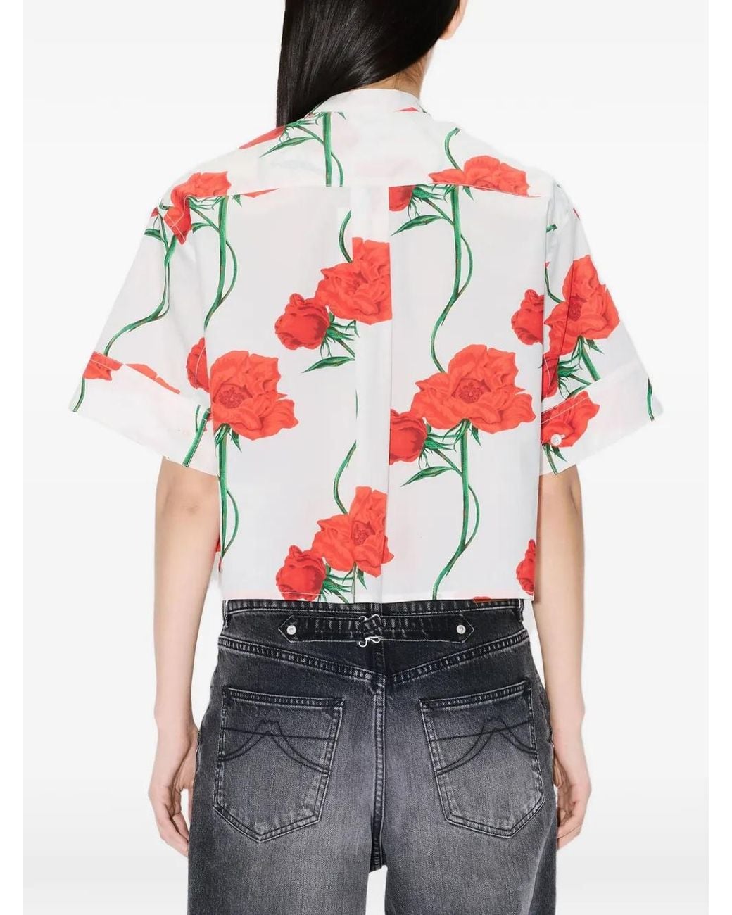 KENZO Red Floral-Print Shirt
