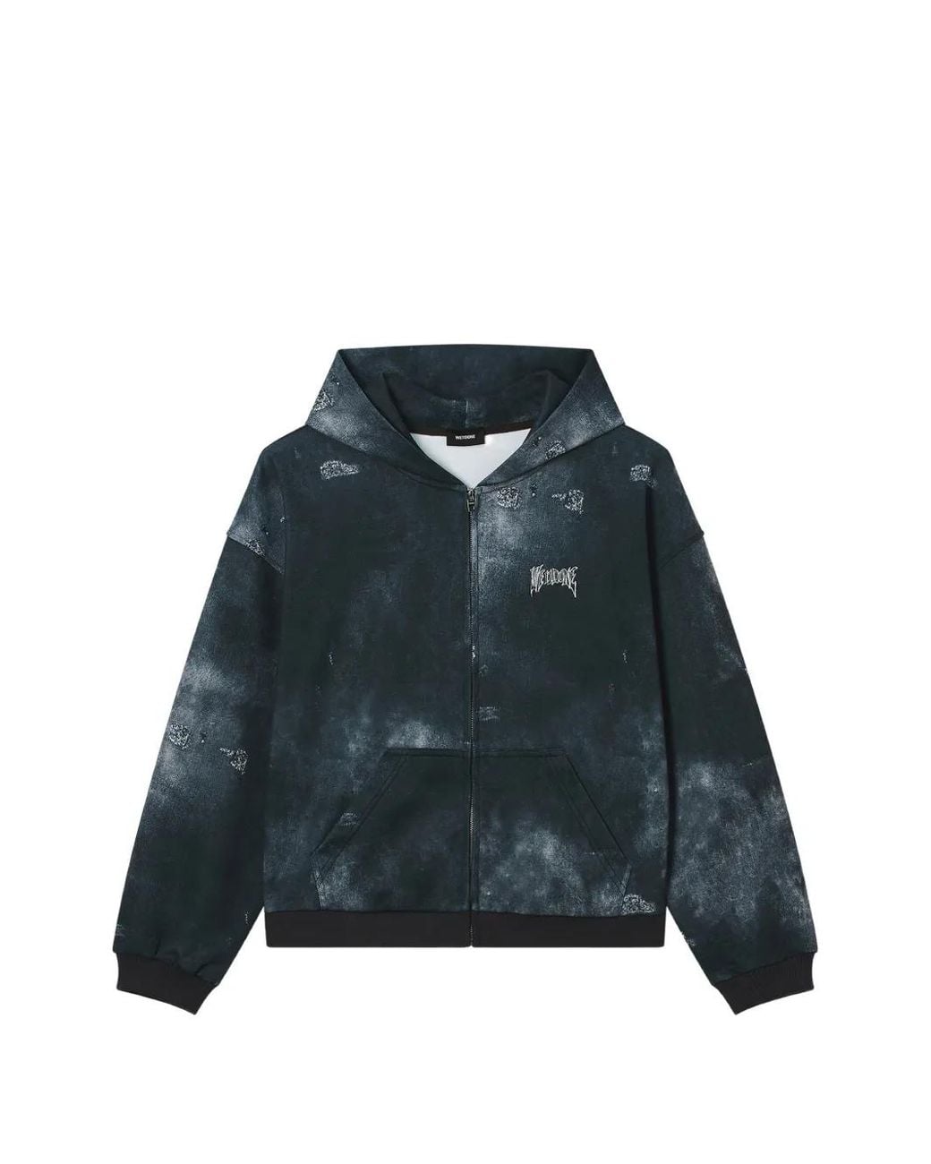 we11done Blue Graphic-Print Zip-Up Hoodie for men