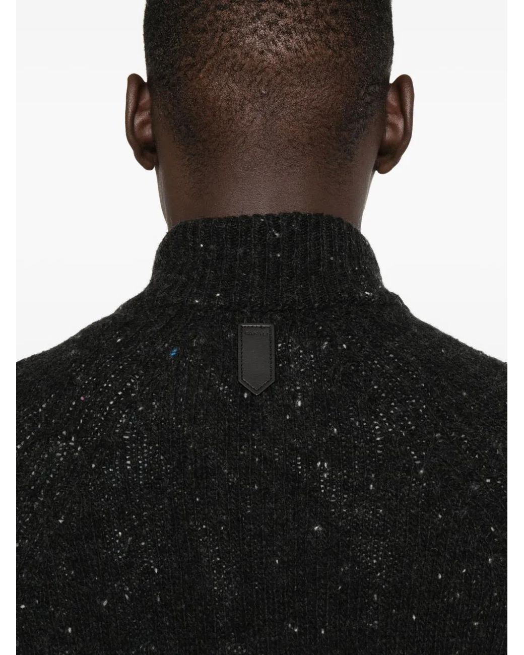 Canali Black Speckled Zip-Up Cardigan for men