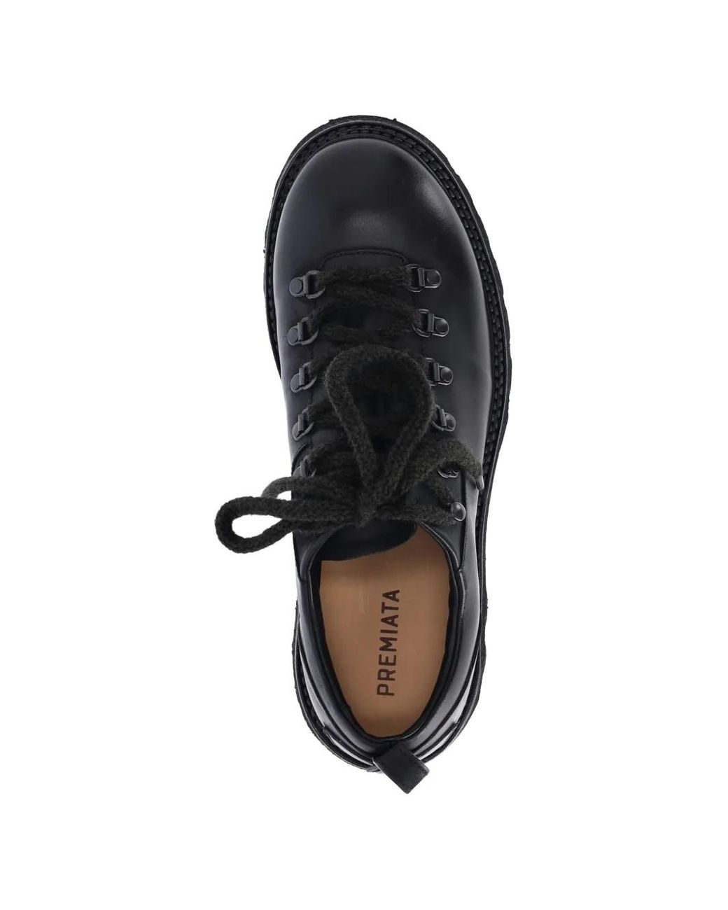 Premiata Black Leather Lace-Up Derby Shoes for men
