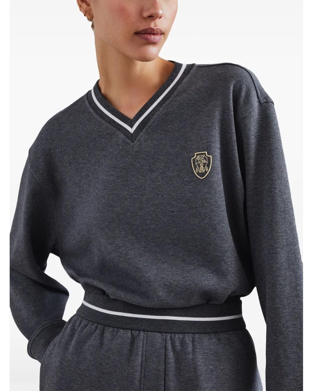 Brunello Cucinelli Gray Stripe-Detail Shorts