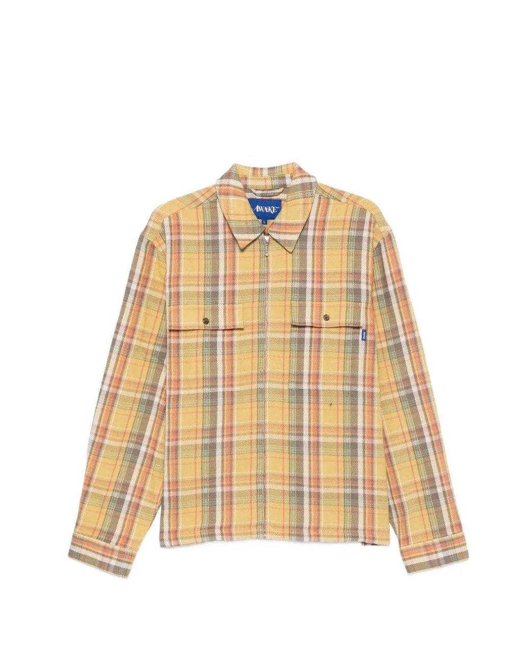 AWAKE NY Natural Rivington Buttoned Checked Shirt for men