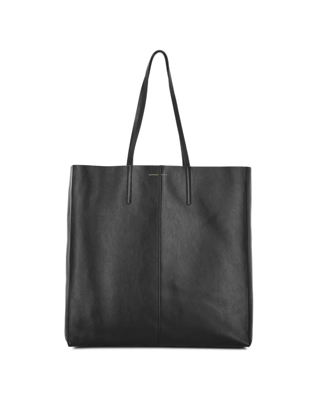Carven Black Jean Logo-Embossed Leather Tote Bag