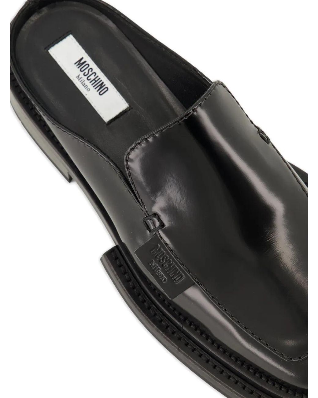 Moschino Black Leather Mules